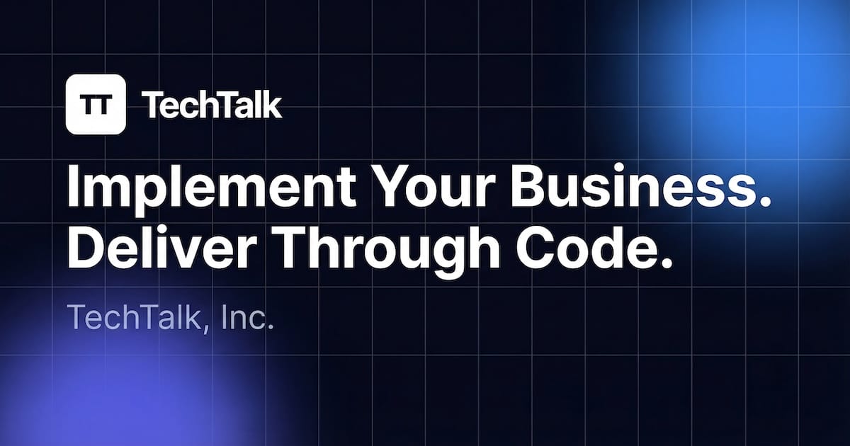 techtalkjp's tweet card. 株式会社TechTalkは、事業開発から実装までを一貫して行う技術パートナーです。MVP開発、データ基盤構築、AI統合、プロジェクトリーダーシップを提供します。Remix, DuckDB, Vercel AI SDK等の最新技術を活用し、ビジネスを実装します。