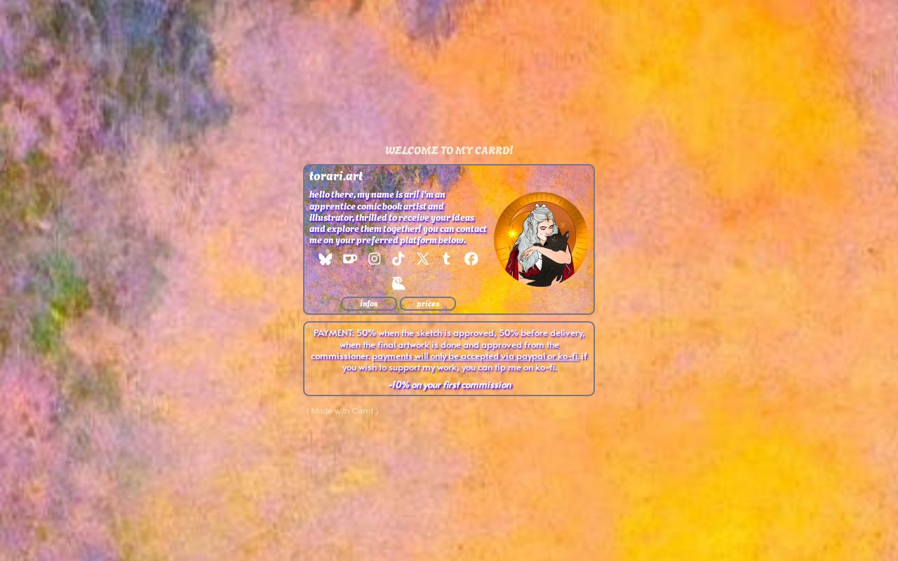 torariart's tweet card. commissions