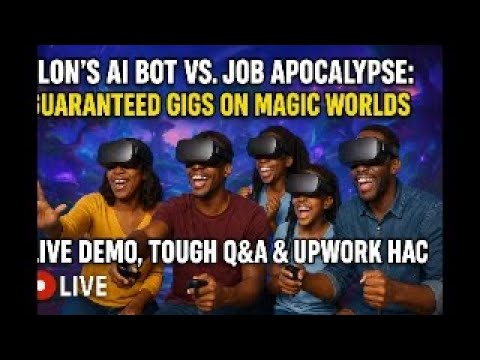 MagicWorlds3's tweet card. Elon's AI Botvs.Job Apocalypse: Guaranteed Gigs on Magic Worlds–Live...