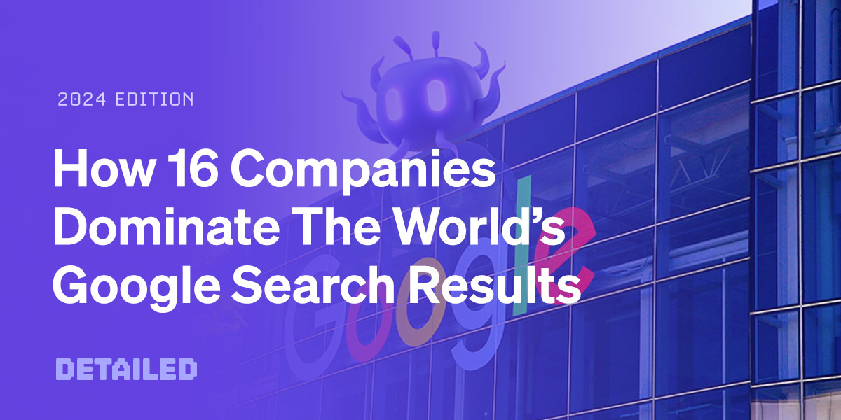 ViperChill's tweet card. A deep-dive into how far fewer companies than you think have taken a hold of Google's search results.