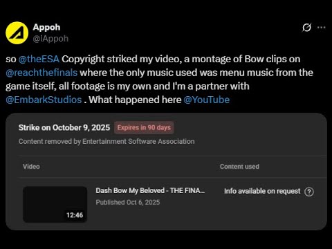 iAppoh's tweet card. My channel was falsely copyright striked