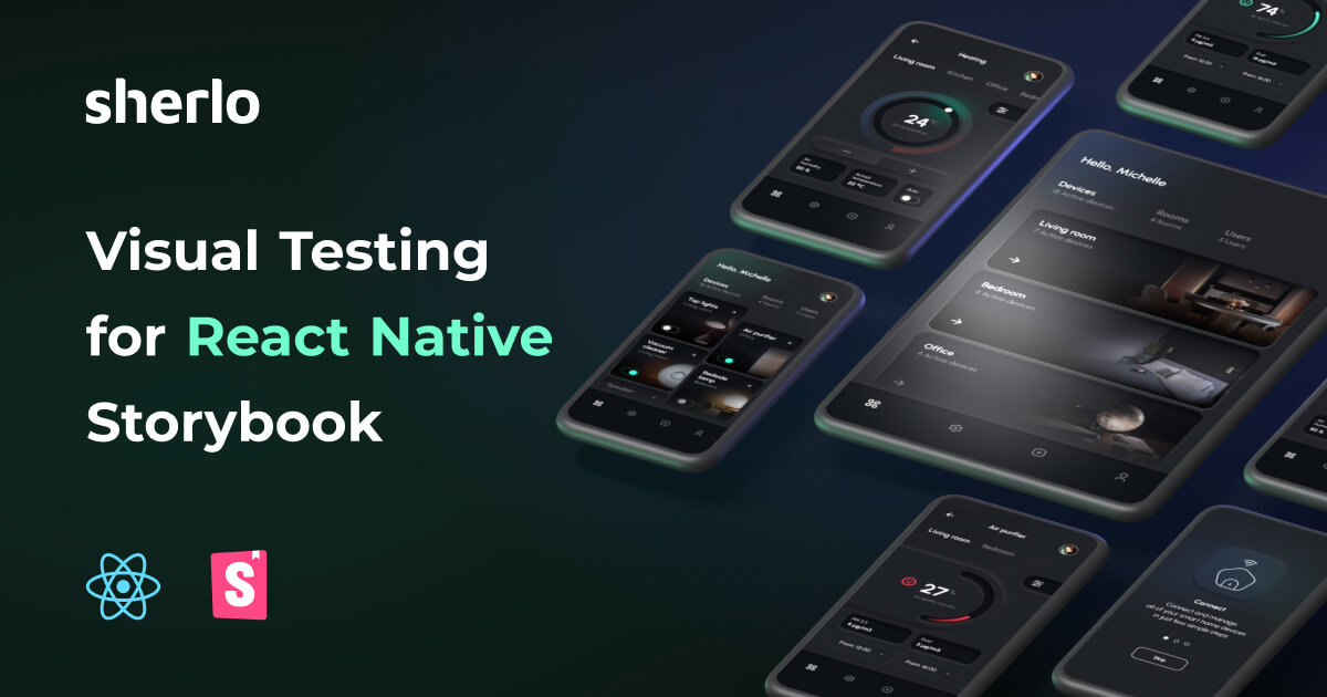 sherlo_io's tweet card. Run visual tests in mobile apps on multiple devices. Compare screenshots side-by-side. Optimize the UI test writing process with Storybook for React Native.