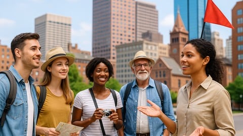 TourGuideTips1's tweet card. Deliver an engaging 1 hour walking tour around a local town or city and become a trusted tour guide for visitors