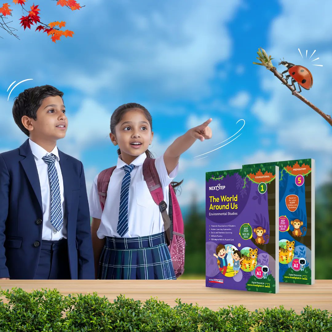 VivaEducationIn's tweet card. Explore Next Step: The World Around Us — Viva Education’s NCERT & NEP-aligned EVS series for Classes 1–5, rooted in inquiry, SDGs, and SEL.