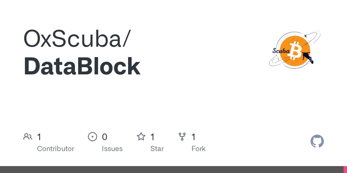 Scuba_Wizard's tweet card. Contribute to OxScuba/DataBlock development by creating an account on GitHub.