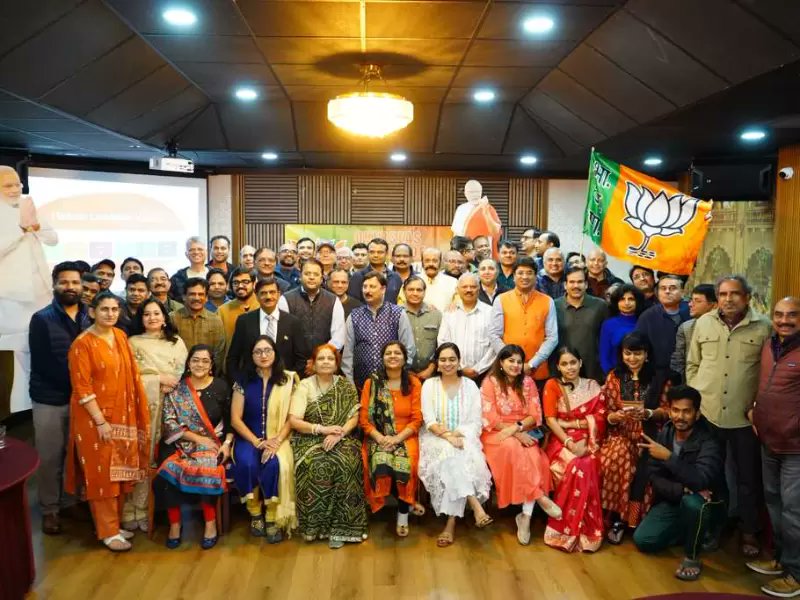 write2ragavan's tweet card. BJP win in Bihar celebrated in San Francisco