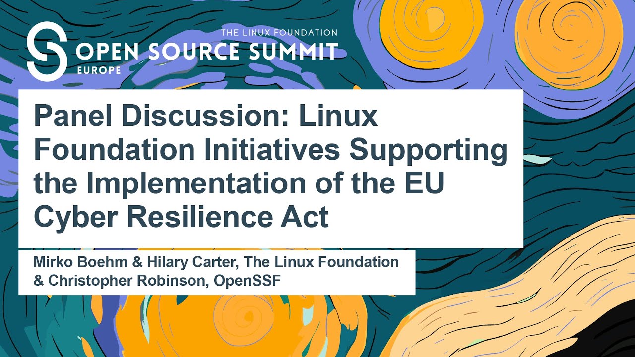 LF_Europe's tweet card. Panel: Linux Foundation Initiatives Supporting the Implementation of...
