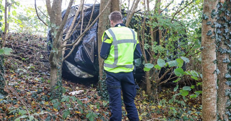 Auto belandt op zijkant langs de weg in Veendam