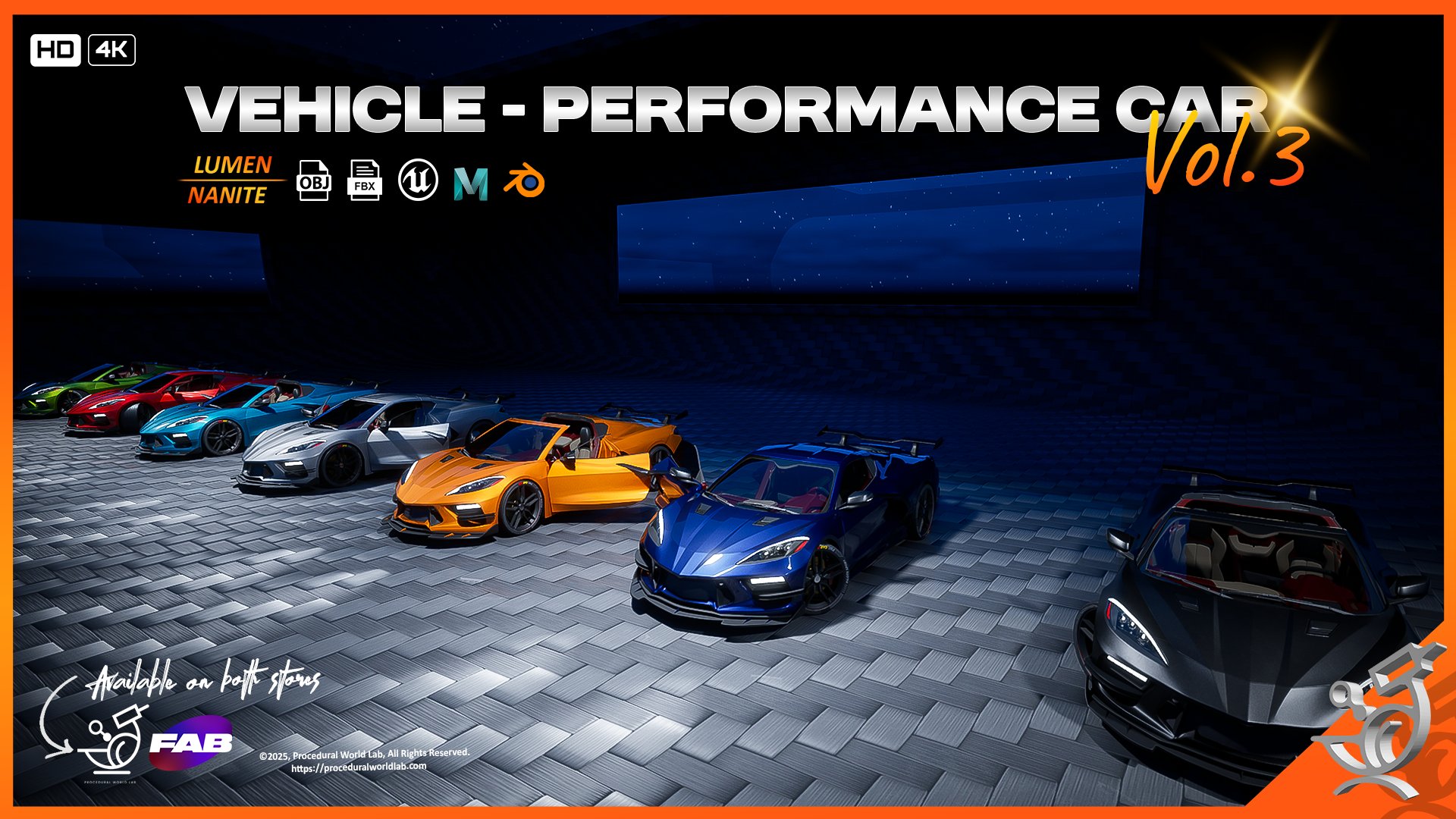 ProceduralWdLab's tweet card. Nanite car with great attention to detail.Include detailed Interior.Modelled for first plan/close up interactable hero car.Include basic blueprint for car doors opening/closing, steering wheel &...