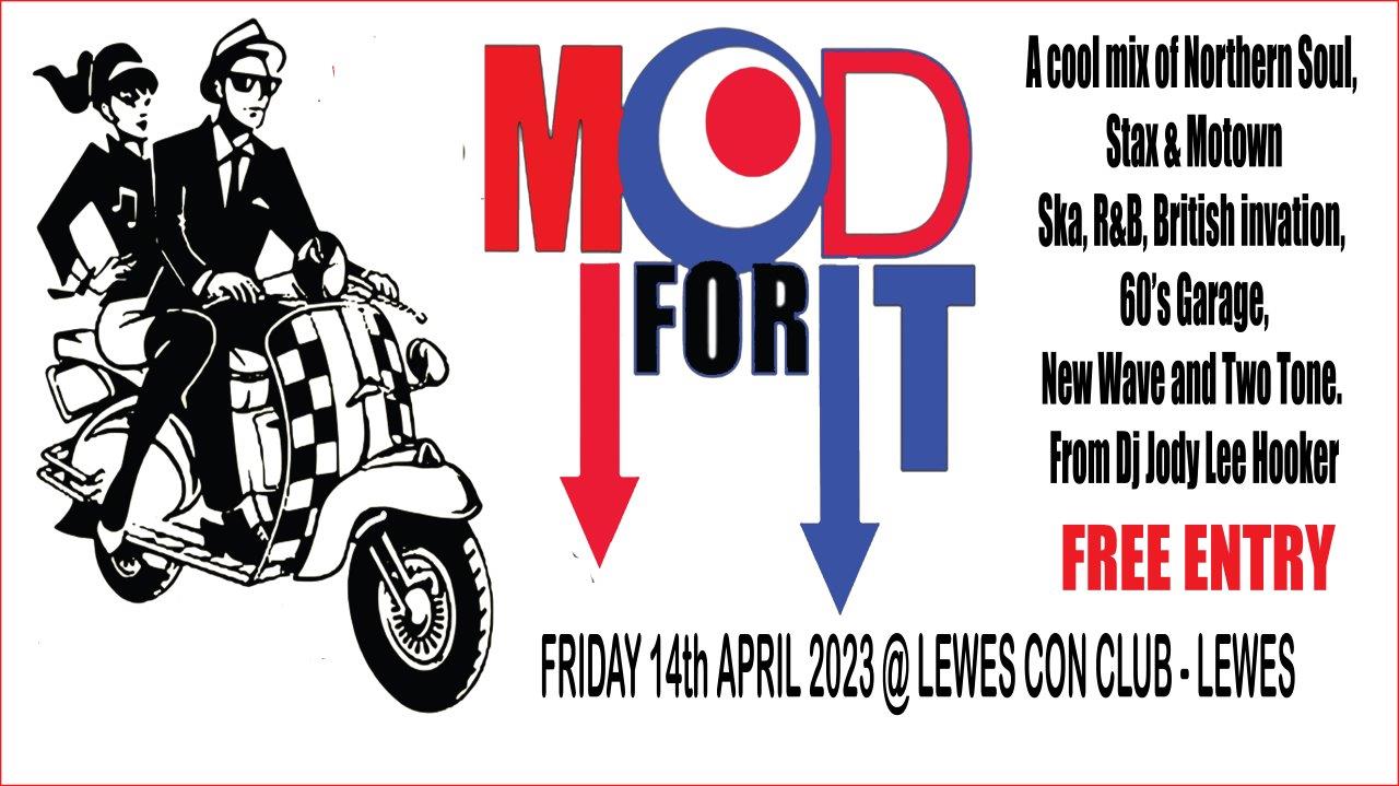 LewesConClub's tweet card. We are really sorry to announce that this gig has been cancelled. The DJ, Jody Lee-Hooker advised us a few hours before that he is unable to play. Mod For It (Cancelled) An all vinyl