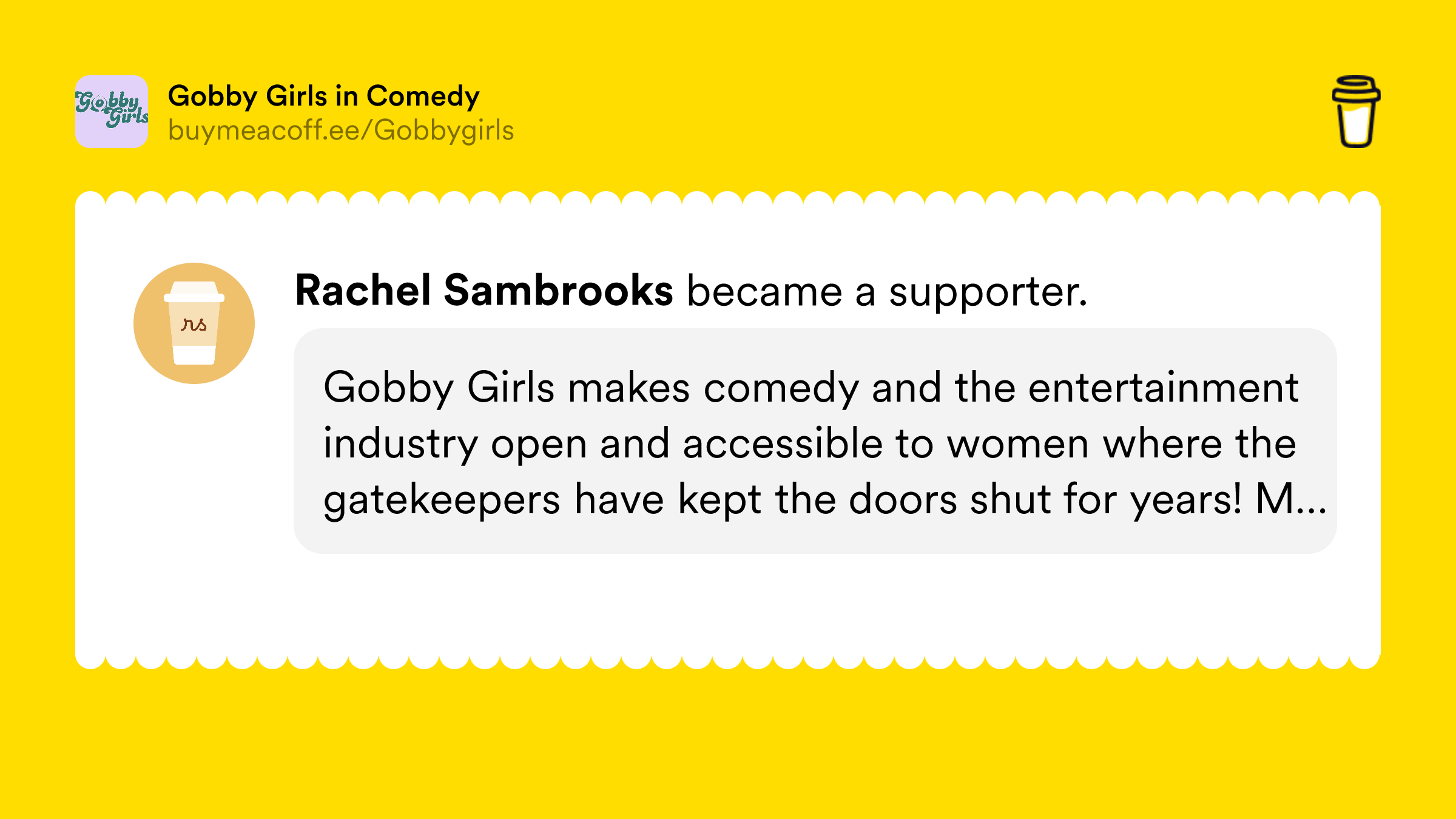rachsambrooks's tweet card. Ran by Gobby Girl Productions, Gobby Girls is a place for weekly check ins/ industry zooms/ networking nights out, events and promotions - a place for all women identifying who work in comedy who want