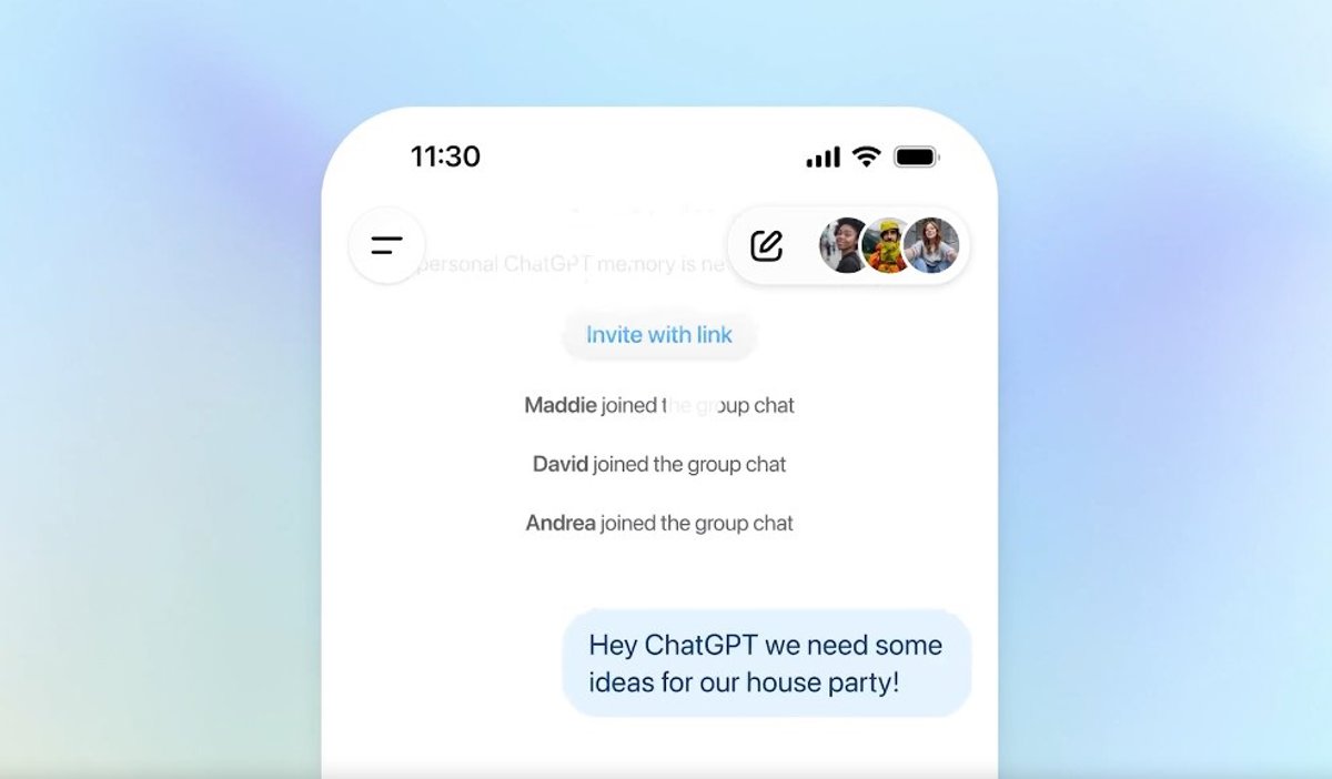 Portaltic's tweet card.    OpenAI ha lanzado oficialmente la nueva función de chats grupales en la aplicación de su...