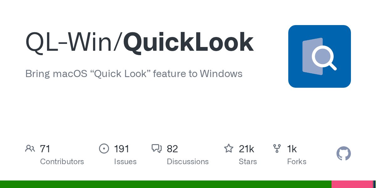 cgchrisgrasser's tweet card. Bring macOS “Quick Look” feature to Windows. Contribute to QL-Win/QuickLook development by creating an account on GitHub.