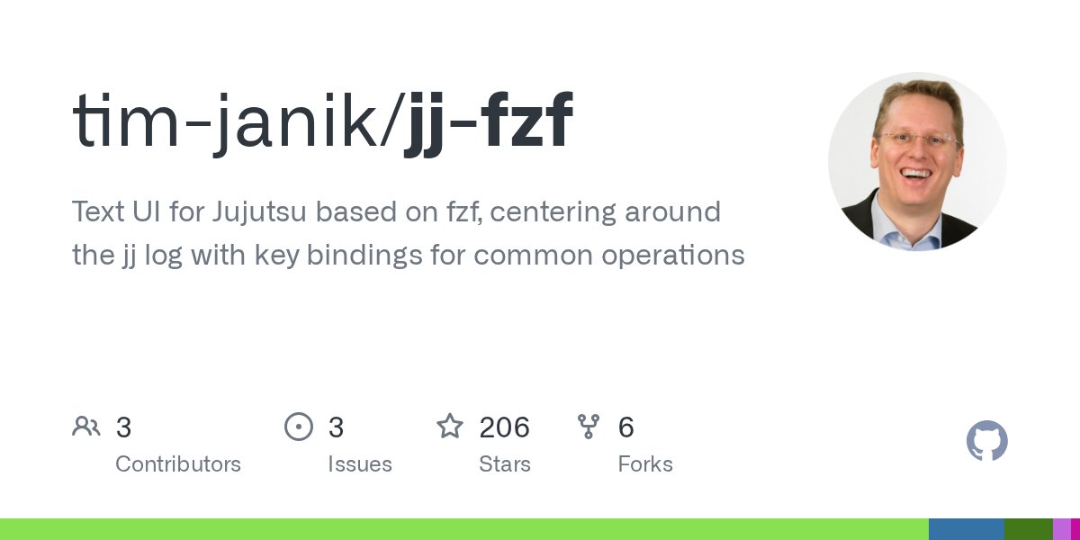 TimJanik's tweet card. Text UI for Jujutsu based on fzf, centering around the jj log with key bindings for common operations - tim-janik/jj-fzf