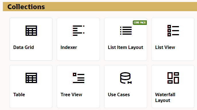 OracleJET's tweet card. Collection based UI components in Oracle JavaScript Extension Toolkit (JET) include components like Table, DataGrid, Listview, or even a Treeview. All these components use DataProviders to pass...