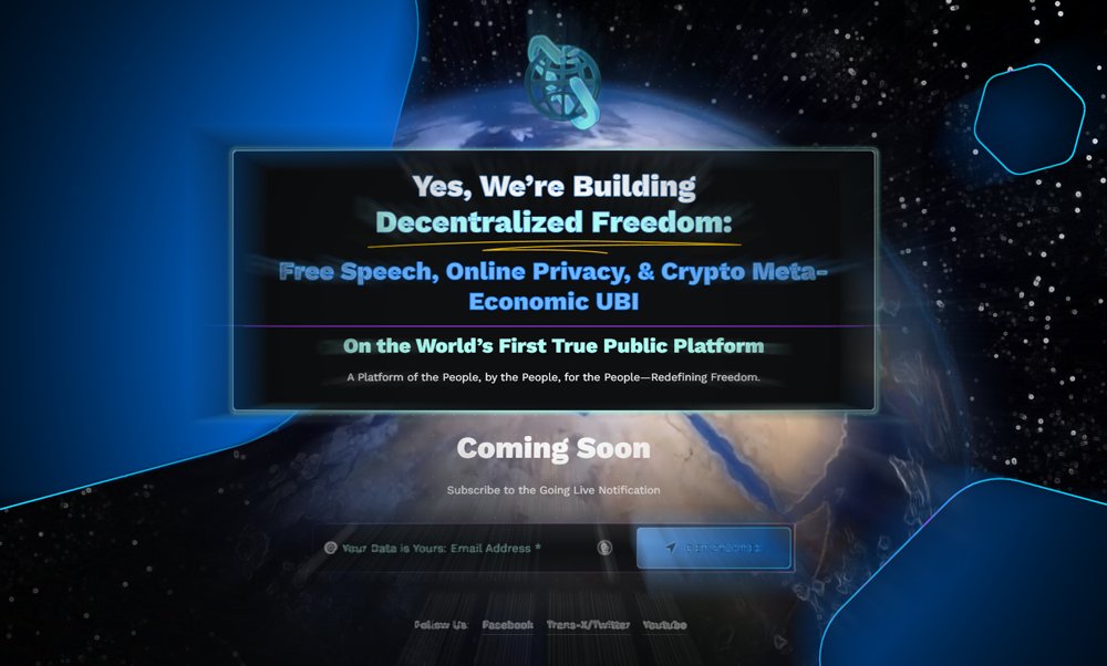 LDG_FREEtheNET's tweet card. Free Speech, Online Privacy, & Crypto Meta-Economic UBI on the World’s First True Public Platform—a Platform of the People, by the People, for the People—Redefining Freedom.
