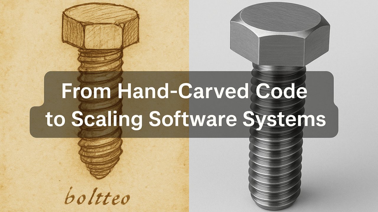 jschnip's tweet card. In the early days of industry, every bolt was unique. A machinist hand-cut each thread.