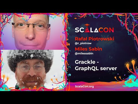 ScalaCon's tweet card. Grackle GraphQL server - Rafał Piotrowski & Miles Sabin