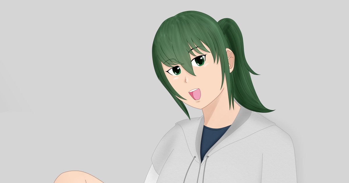 mikfa_blog's tweet card. いつもの二人ばかりだとあれだったので気分変えて緑ポニテの子を描いてみた 作業動画：https://youtube.com/shorts/z3yvEWaA2WI 使用キャラ：（名前なし・オリキャラ）