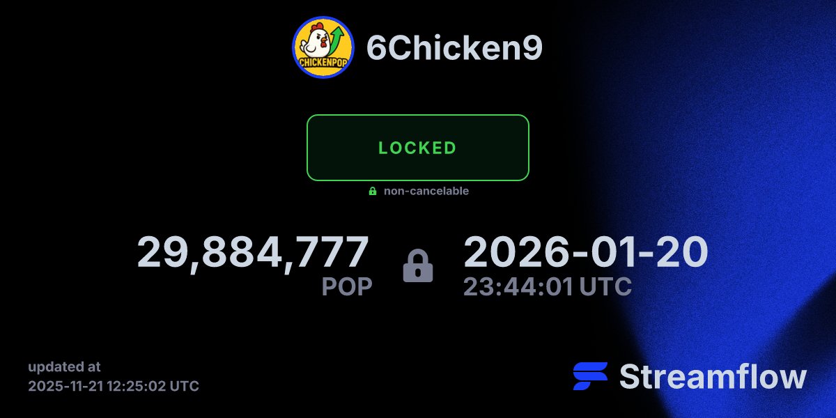 ChickenP638's tweet card. Streamflow is the leading multi-chain asset streaming protocol specializing in token vesting and treasury management solutions.