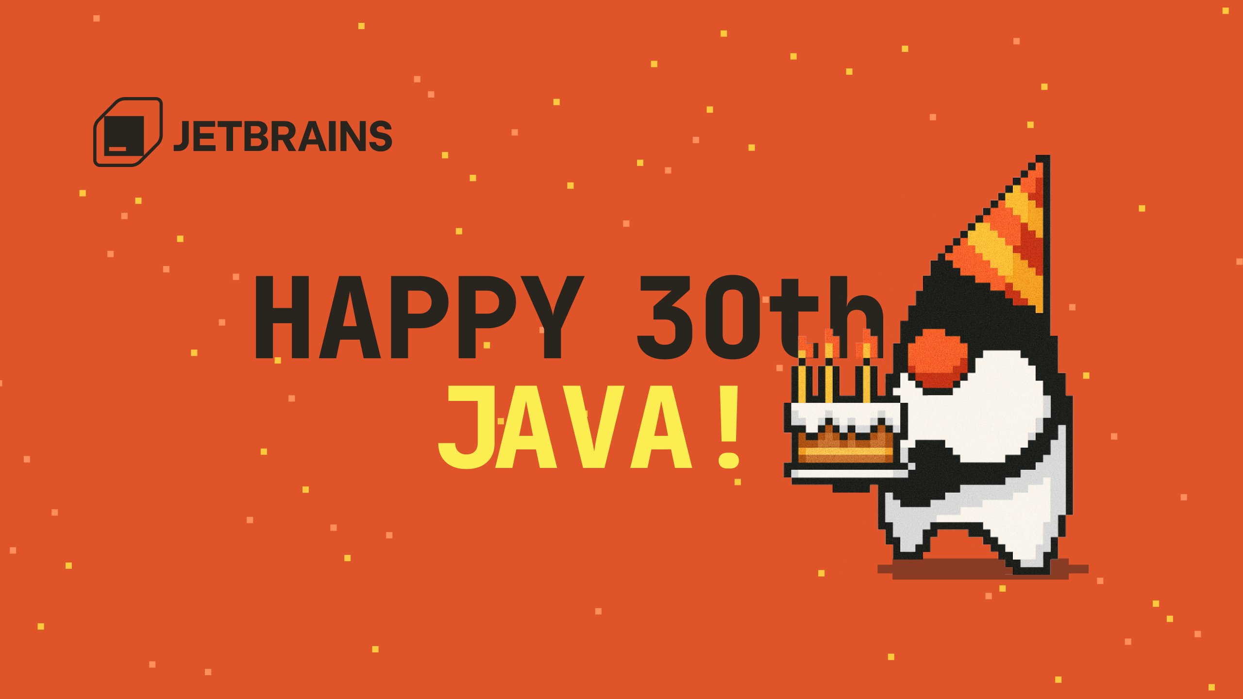 intellijidea's tweet card. Happy Birthday, Java! With love from JetBrains.