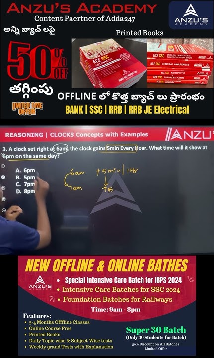 AnjiAnupothula's tweet card. Faulty Clock Questions Logic | Reasoning Clocks #clocks #reasoningt...