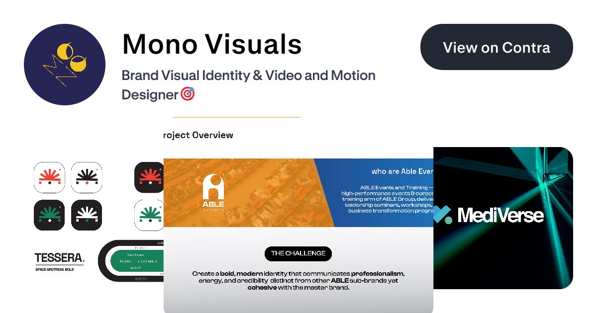 mono_visuals's tweet card. View Mono Visuals's Profile on Contra, the Independent-first, commission-free freelance marketplace shaping the future of work. Hire a freelancer today!