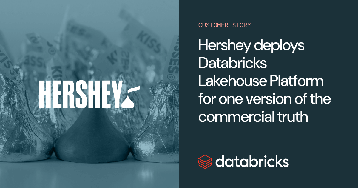 AdvAnalyticsUK's tweet card. Hershey worked with Advancing Analytics to deploy Databricks Lakehouse Platform as the foundation of their Commercial Data Store.