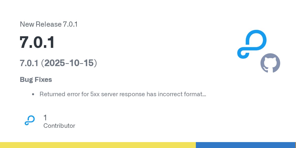 ParsePlatform's tweet card. 7.0.1 (2025-10-15) Bug Fixes Returned error for 5xx server response has incorrect format (#2755) (16a34d9)