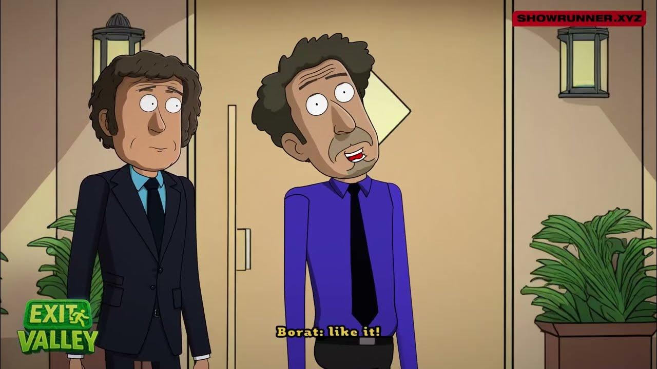 BackooWorldAI's tweet card. Borat and Milei Married