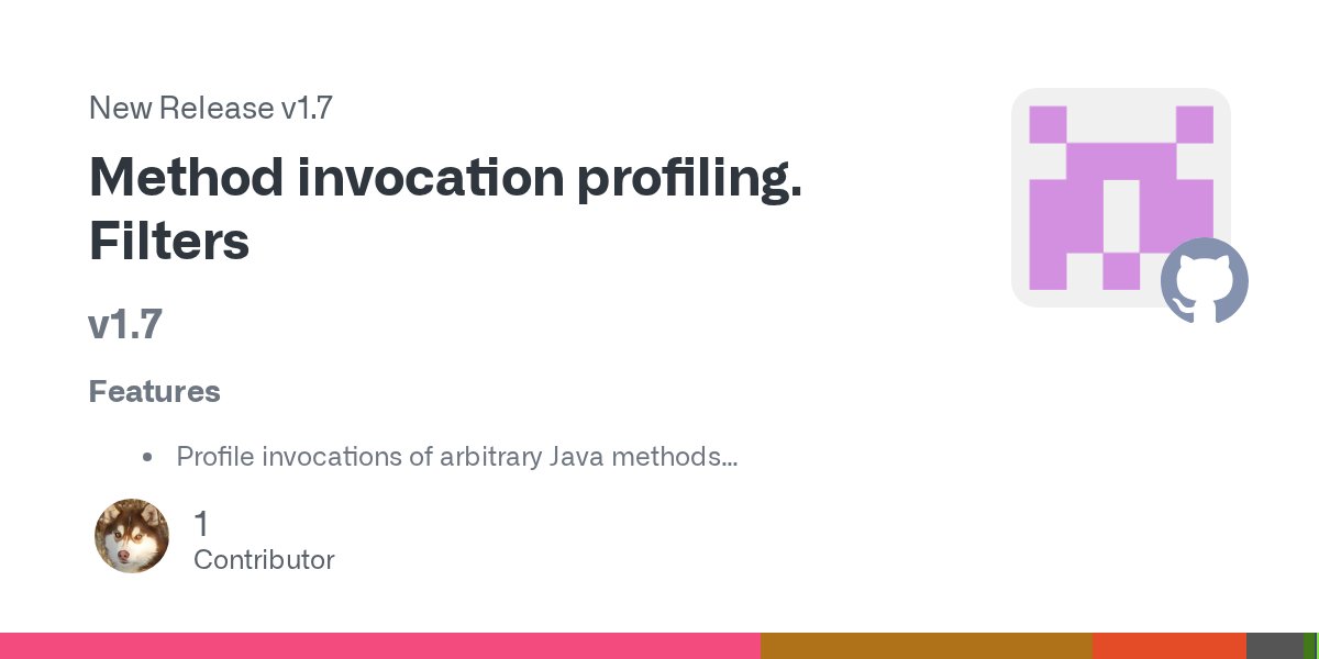 AndreiPangin's tweet card. v1.7 Features Profile invocations of arbitrary Java methods Filter stack traces by the given name pattern Java API to filter monitored threads --cstack/--no-cstack option Improvements Thread nam...