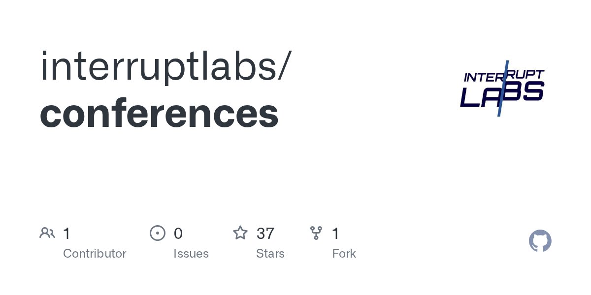InterruptLabs's tweet card. Contribute to interruptlabs/conferences development by creating an account on GitHub.
