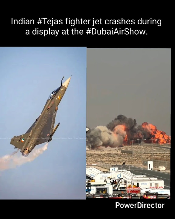 mindblowingtec3's tweet card. Indian #tejasfighterjet crashes during a display at the #dubaiairsh...
