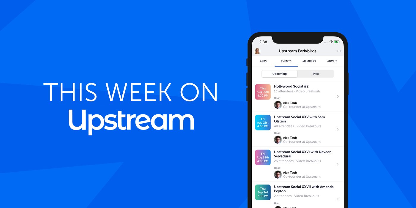 joinupstream's tweet card. Check out Upstream's events this week!
