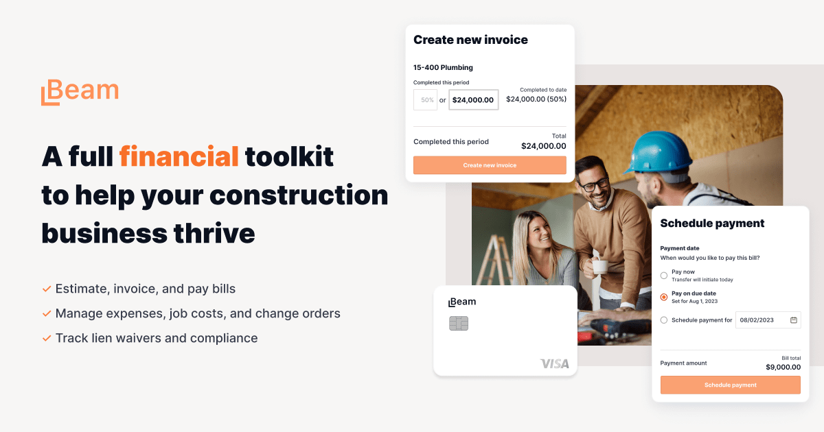 trybeamhq's tweet card. Beam’s software & card help your team estimate, invoice, manage expenses, budget, pay bills, and get paid faster—all in one place.