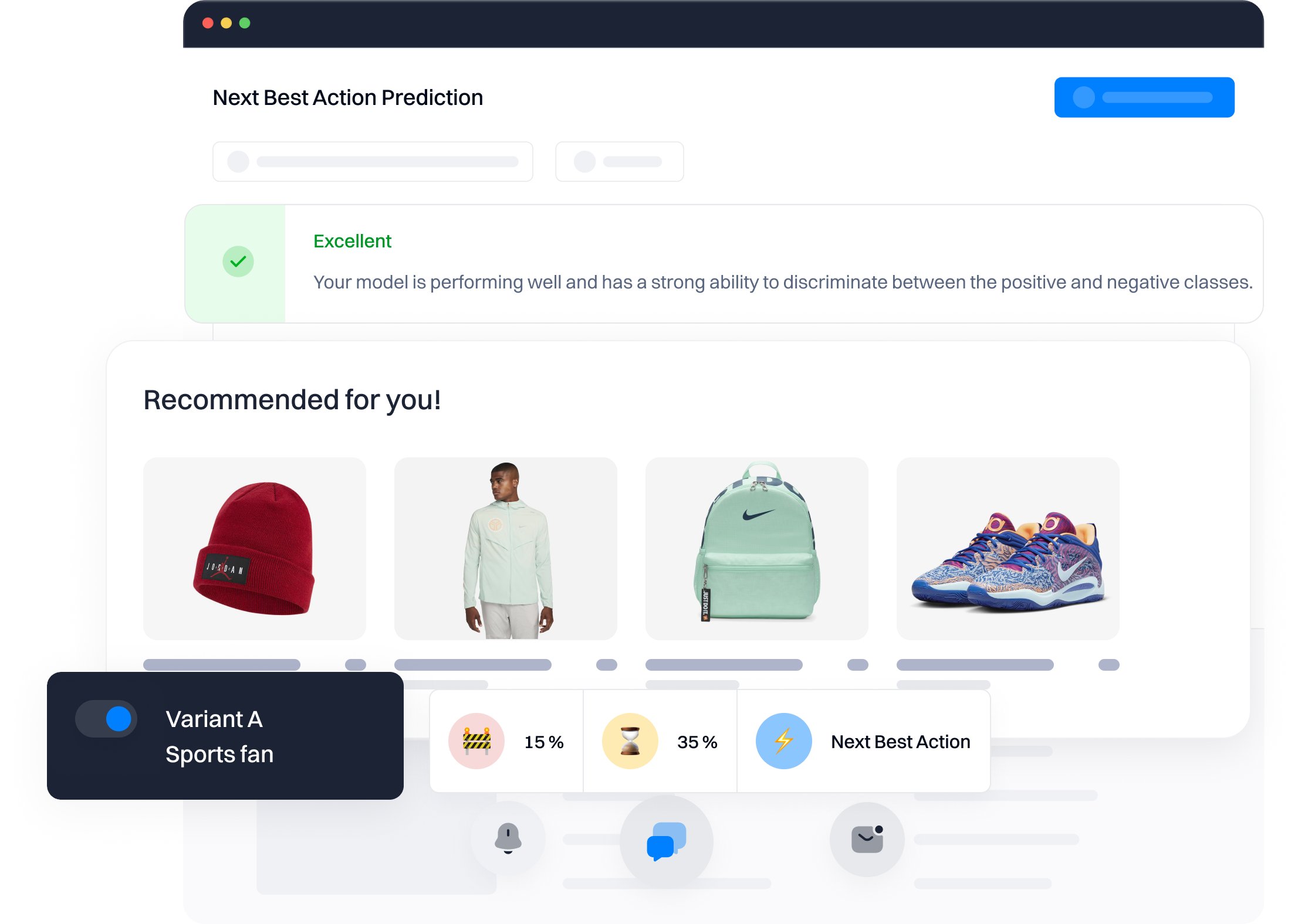 intempt's tweet card. Predict the categories that will maximize upsell opportunities for each user based on their previous usage and current behavior.