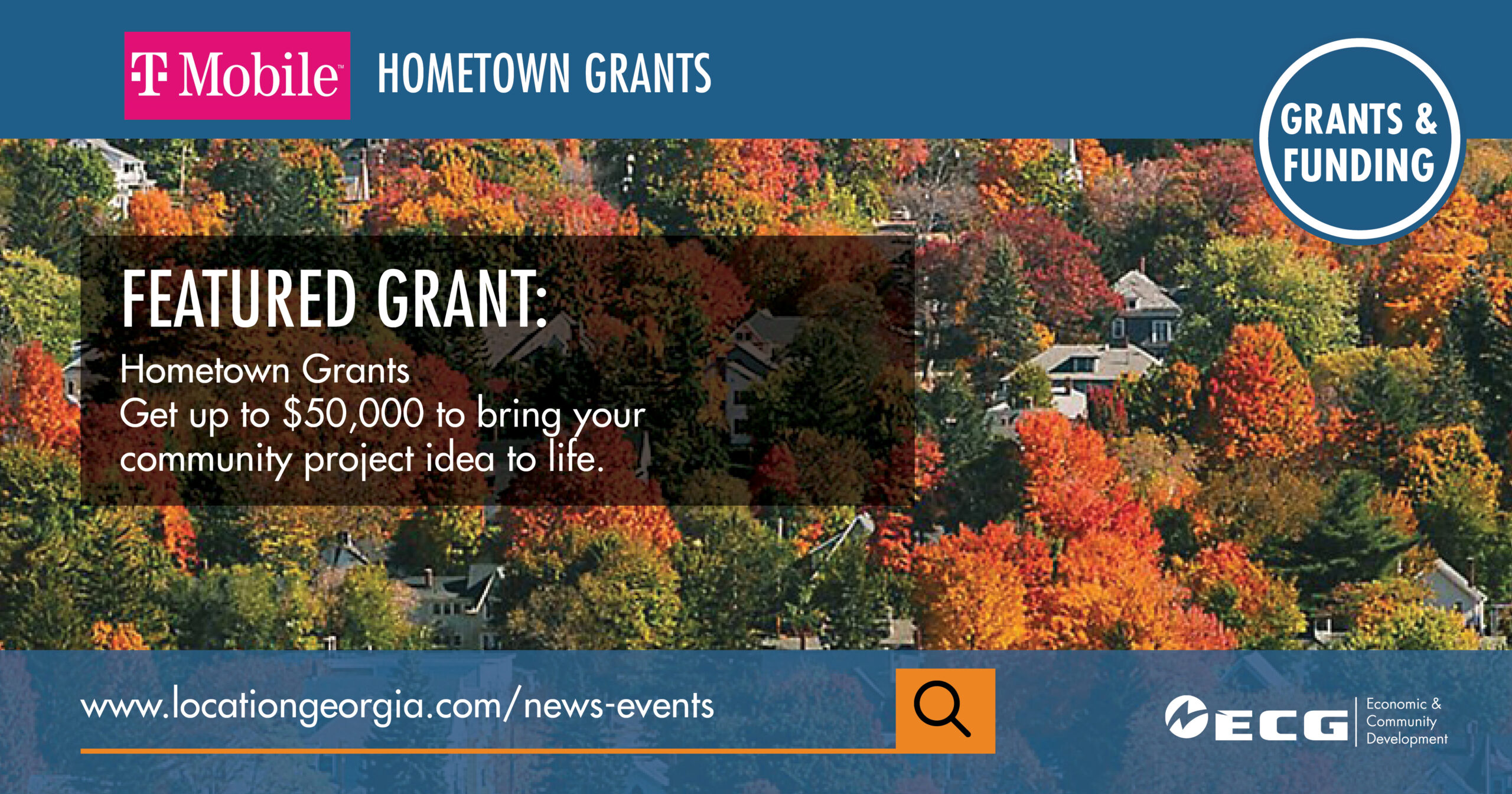 ECGLocationGA's tweet card. Check out this month's featured grants from the U.S. Department of Transportation and T-Mobile Hometown grants.