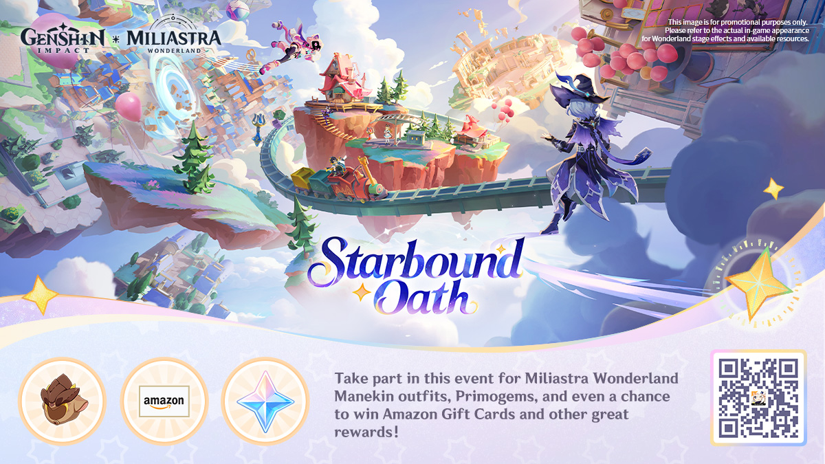 cipherkirby's tweet card. Take part in this event for Miliastra Wonderland Manekin outfits, Primogems, and even a chance to win Amazon Gift Cards and other great rewards!