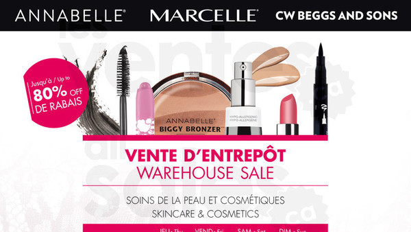_Allsales's tweet card. The Marcelle and Annabelle warehouse sale is back, Nov. 2 to 5 & Nov. 10 to 12! It's your opportunity to stock up on skin care products and cosmetics from these renowned brands. You will also find ...