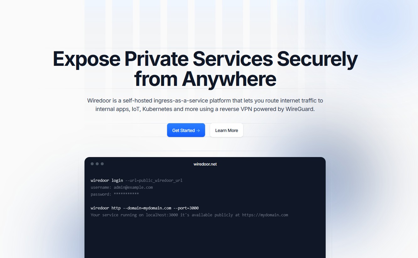 DevopsDiscu's tweet card. Self-hosted and open-source Ingress-as-a-Service platform powered by WireGuard. Expose Docker, Kubernetes, IoT, or on-prem services securely without opening firewall ports. Learn how to deploy and...