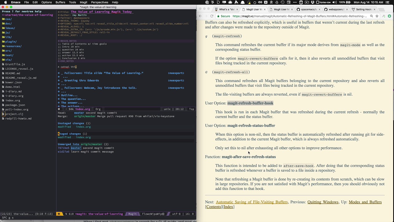 webappzero's tweet card. Auto-Refresh Magit Status