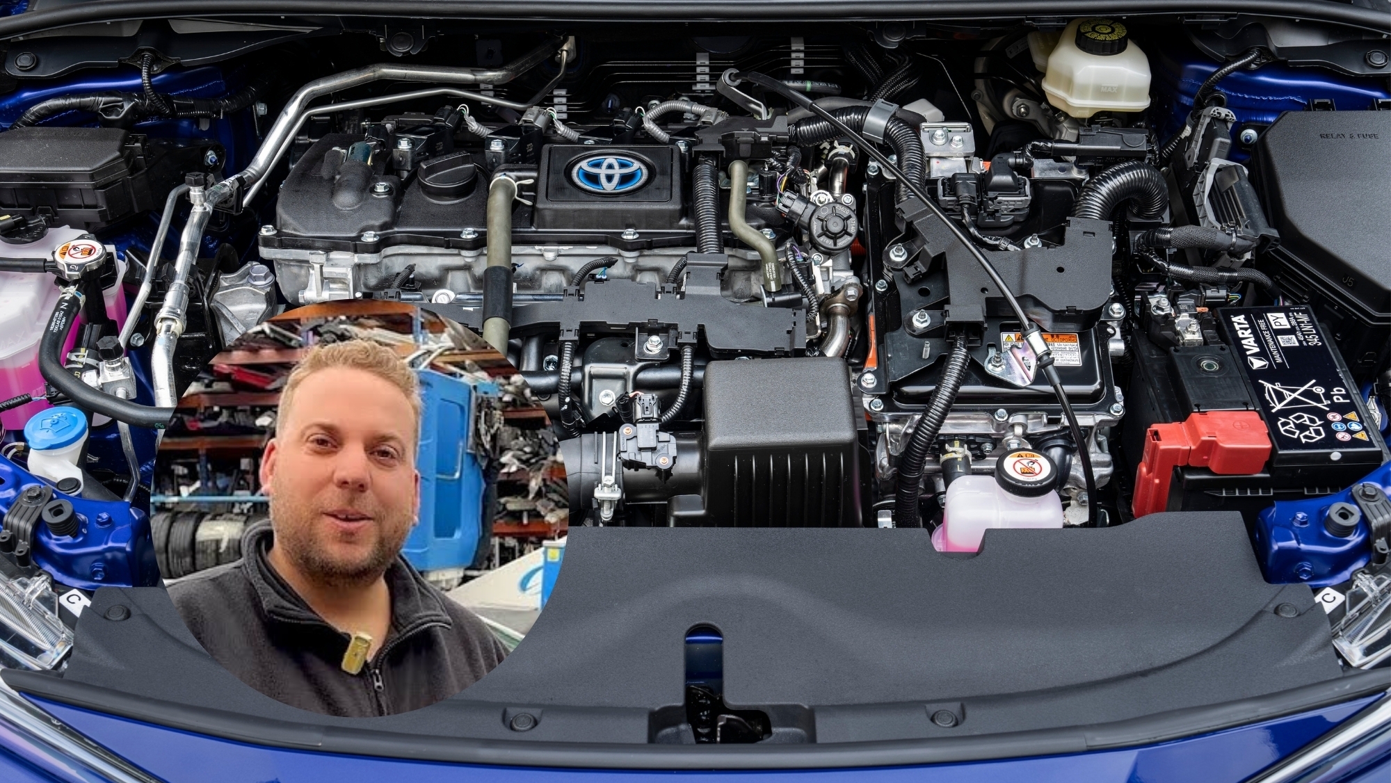 vsanmcs's tweet card. Un Corolla híbrido de 2024 llega sin averías a un desguace español tras un golpe y sus operarios explican por qué lo consideran el coche más fiable del mercado.