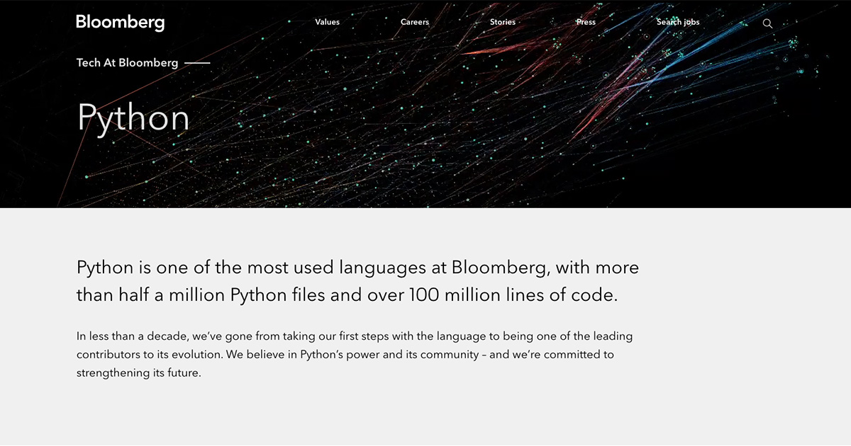 TechAtBloomberg's tweet card. In less than a decade, we’ve gone from taking our first steps with the language to being one of the leading contributors to its evolution.