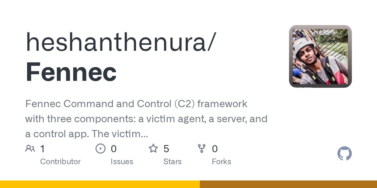 NimDiscussions's tweet card. Fennec Command and Control (C2) framework with three components: a victim agent, a server, and a control app. The victim connects to the server, and the control app manages the victim through the s...