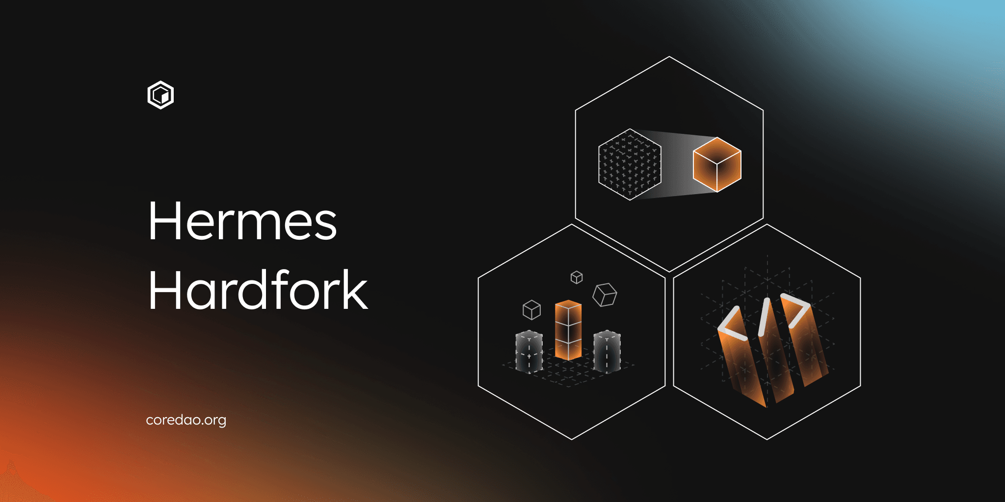 Coredao_Org's tweet card. The Hermes upgrade is coming to Core, delivering faster transactions, near-instant finality, and dramatically improved performance across the ecosystem.