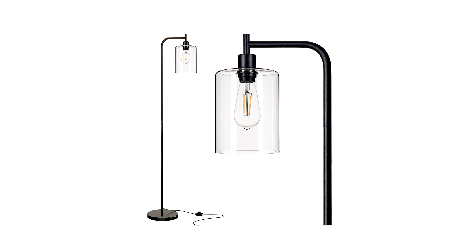 ProDecors's tweet card. addlon Floor Lamps for Living Room Bright Lighting with Glass lampshade, Modern Bright Floor Lamp with LED Bulbs Industrial Standing lamp for beroom, Tall Pole Lamps Office - Black