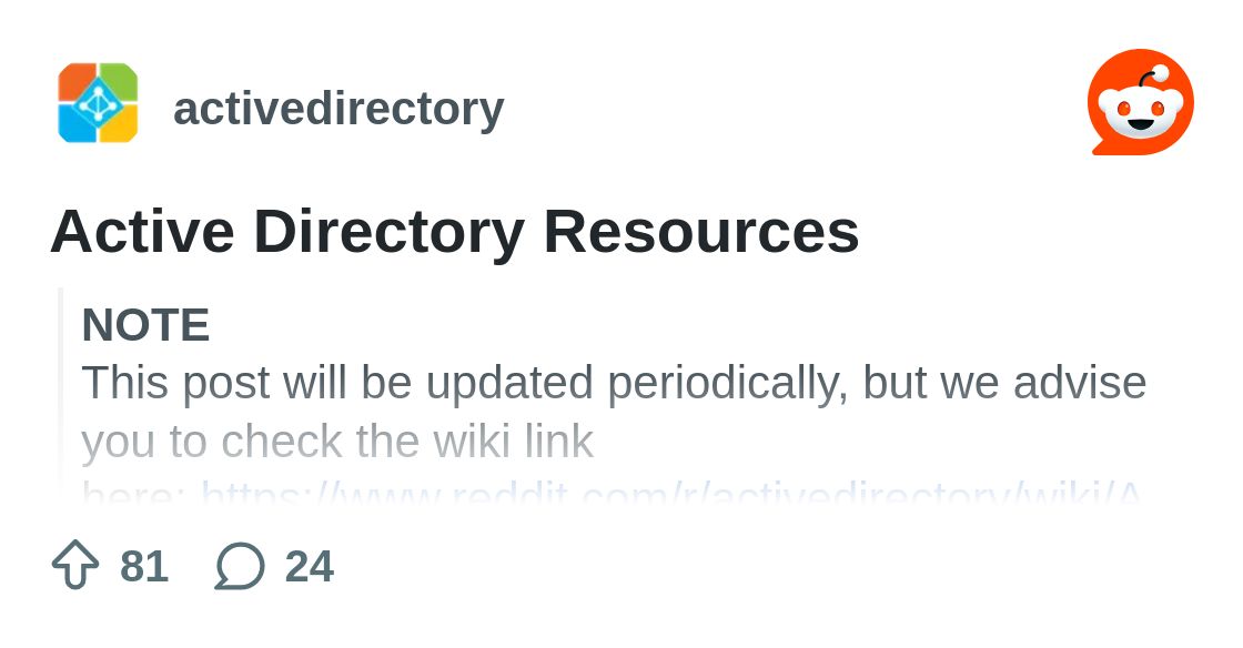 techspence's tweet card. Explore this post and more from the activedirectory community
