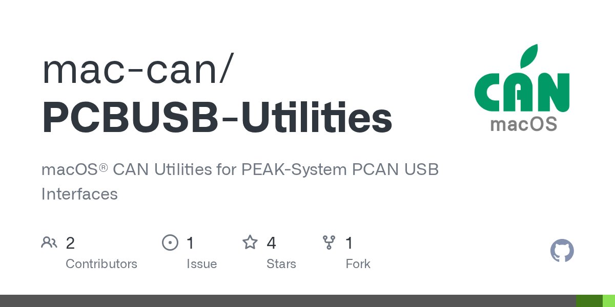 uv_software's tweet card. macOS® CAN Utilities for PEAK-System PCAN USB Interfaces - mac-can/PCBUSB-Utilities