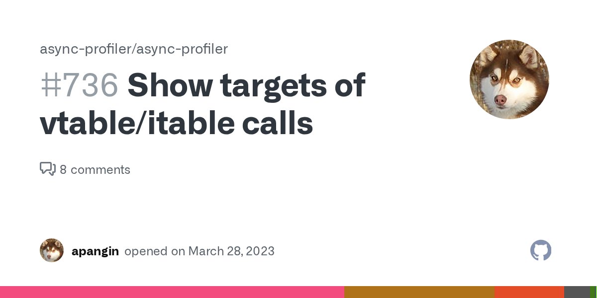 forked_franz's tweet card. In some applications, a signiticant amount of CPU time is spent on dispatching megamorphic virtual/interface calls. This appears in the profile as vtable stub or itable stub. However, this does not...