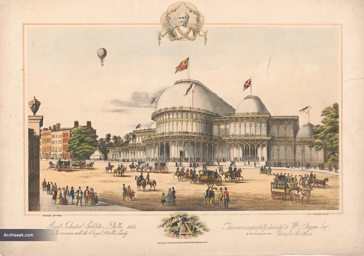 archiseek's tweet card. Architect: Sir John Benson The Great Industrial Exhibition in 1853 was the largest international event to be held in Ireland. It lasted from the 12th of